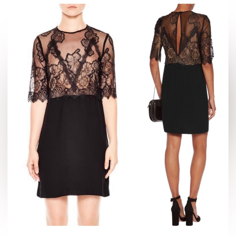 Sandro Black Lace Overlay Dress